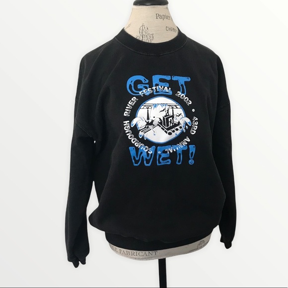 VINTAGE 2002 Get Wet Edmonton River Festival Sweatshirt in Black - Picture 1 of 5